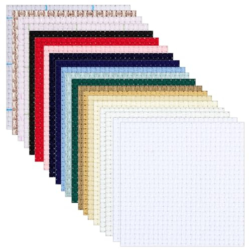 20 Pezzi 14 Conti Tela Aida per Punto Croce,15 x15cm Tessuto da Ricamo,per Principianti,per Ricamo,Cucito,Fai da Te