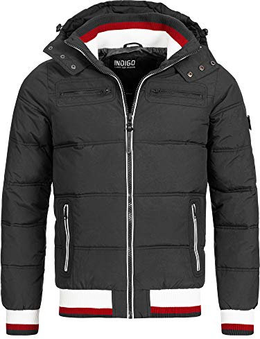 Indicode Herren Marlon Steppjacke in Daunenjacken-Optik | Winterjacke Übergangsjacke Black mix, S