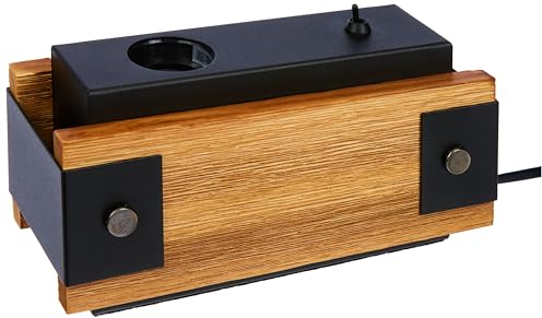 EGLO Tischlampe Layham, 1 flammige Tischleuchte Vintage, Industrial, Retro, Nachttischlampe aus Stahl und Holz, Wohnzimmerlampe in Schwarz, Natur, Lampe mit Schalter, E27 Fassung