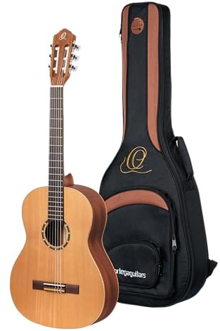 Ortega Guitars Slim Neck 4/4 Konsertgitarr – vänsterhänt – Family Series – inklusive gigbag – mahogny/cederfilt (R122SN-L)