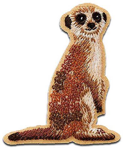 Erdmännchen Tier - Aufnäher, Bügelbild, Aufbügler, Applikationen, Patches, Flicken, zum aufbügeln, Größe: 5,9 x 5,1 cm