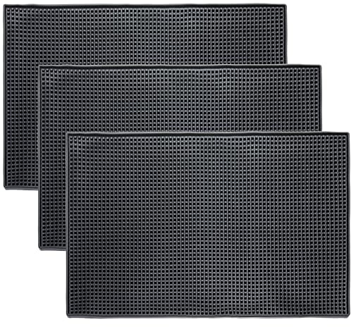 Homtone 45 x 30 cm Set di 3 tappetini da bar neri, tappetino da cucina, tappetino per bicchieri, tappetino da cocktail, per il bancone e il piano di lavoro