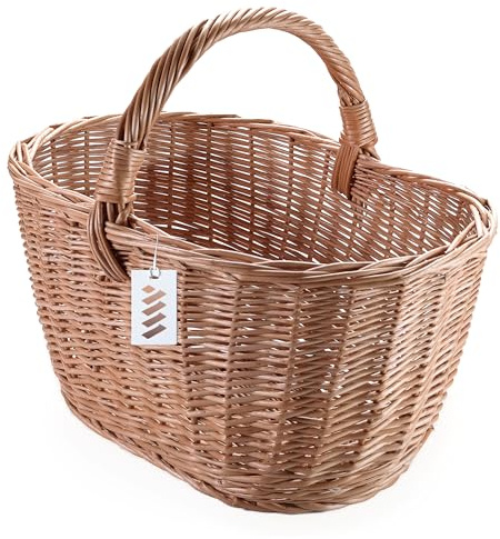 Wiklinowy Swiat Panier en Osier Naturel – Fruits, Légumes, Champignons et Courses – Fait Main