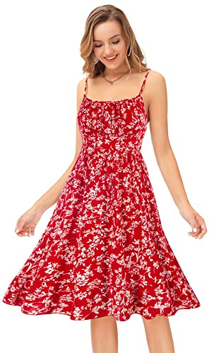 GRACE KARIN Women's Summer Dresses Spaghetti Straps Midi Floral Dress