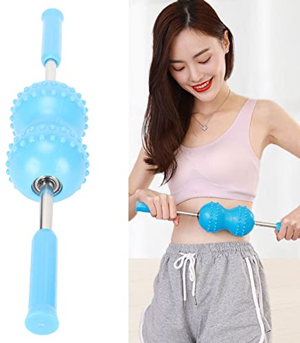 Rodillo Muscular de Fascia, Masajeador de Tejido Profundo Masaje de Bolas Dobles Reduce el Dolor Rodillo de Fascia Palos de Masaje Manual Rodillo de Fascia para Masaje de Cuello