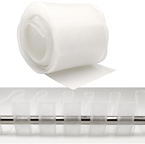 WANYIG Schlaufenband zum Nähen 10CM Breit Nylon Stegband Gardinenband Transparent Dicker Universalband Bleistiftfaltenband mit schlaufen Schlaufenband für Gardinenstange (10M)