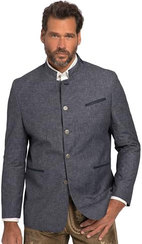 JP 1880 Giacca Janker in Tradizionale Stile Tracht in Misto Lino con Fodera Abbinata, Fino alla tg. 70 Blu Scuro 70 820556130-70