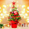 Mini Weihnachtsbaum 60cm Kleiner Weihnachtsbaum mit Beleuchtung LED Tisch Weihnachtsbaum klein künstlich Geschmückt Tannenbaum Christbaum Tree Weihnachten Deko Rot