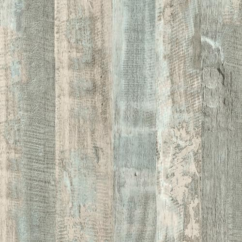 VEELIKE Tapete Holzoptik Blau Grau Vintage Holztapete Grün Möbelfolie Holz Tapeten Optik holzfolie Selbstklebend Folie Wasserfest Wandtapete Badezimmer Küchentapete Vinyl Schlafzimmer 40cm×300cm