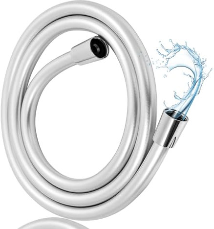 ieron Tubi doccia lisci in PVC, 1,5 m, universale, flessibile, anti-piega, tubo flessibile per doccia con collegamento in ottone massiccio, a prova di perdite, argento