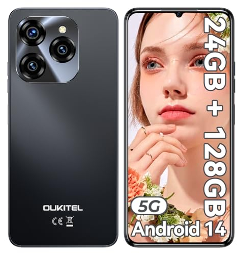 OUKITEL C50 5G Telefonos Moviles Libres Telefono Movil Android 14 Smartphone 24GB +128GB/1TB Pantalla Grande Movil 5G 6.8 HD 5150mAh Cámara 50MP Smartphone Dual 5G SIM Face ID/Fingerprint/GPS/OTG