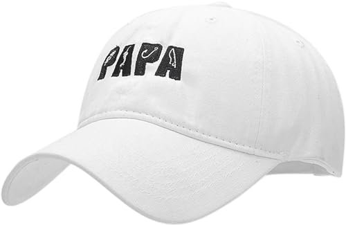 XYIYI Papa Weiß Vintage Basecap Verstellbare Distressed Washed Baseball Kappe für Damen Herren