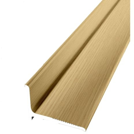 PROVISTON | Perfil de terminación | Ancho: 21 mm | Altura: 2 mm | Longitud: 2700 mm | Aluminio con recubrimiento en polvo | Perfil de acabado de pared | estriado | roble claro | Autoadhesivo