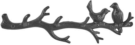 Danya B. Dark Brown Cast Iron Birds on Tree Branch Decorative Wall Sculpture Utility Hook Unit with 4 Hooks