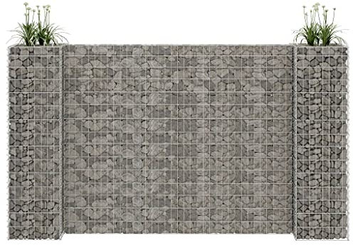 AUVYI Panier en pierre - Décoration de jardin - 260 x 40 x 150 cm - En forme de H - Gabion - Parterre surélevé - Construction stable - Poteaux de gabions - Fil d'acier