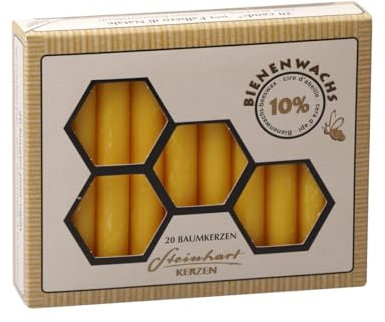 Stumpenkerzen Velas de árbol 10% cera de abejas, 95 x 13 mm de diámetro, 20 unidades, aroma a miel