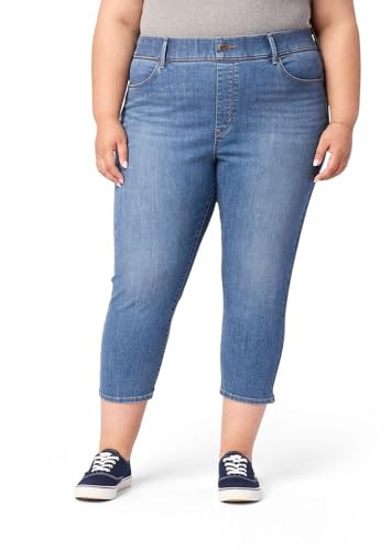 Levi Strauss Signature Gold Women's Size Totally Shaping Ultimate Pull-On Capri Mid-Rise Stretch Denim (Available in Plus), (New) Stellar Vision, 16 Plus
