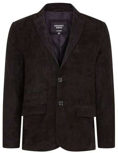Uomo Morbida Pelle Scamosciata Vera Giacca Blazer Italiana Cappotto