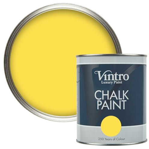 Vintro Paint - Chalk Paint for Furniture, Walls and Woodwork. Interior Use. Quick Dry. 1 Litre (Highlighter Yellow - Yellow Maiden)