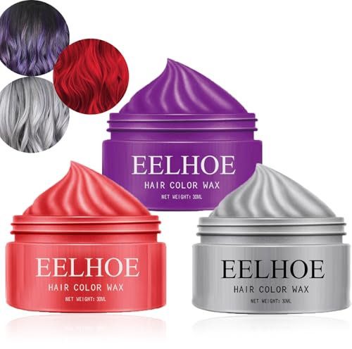 Sitovely Cire Colorante Temporaire pour Cheveux, Temporary Hair Color Wax, One time Hair Dye Wax, cire colorante Naturelle pour cheveux, Gris Rouge Violet Cire Colorante à Usage Unique pour Cheveux