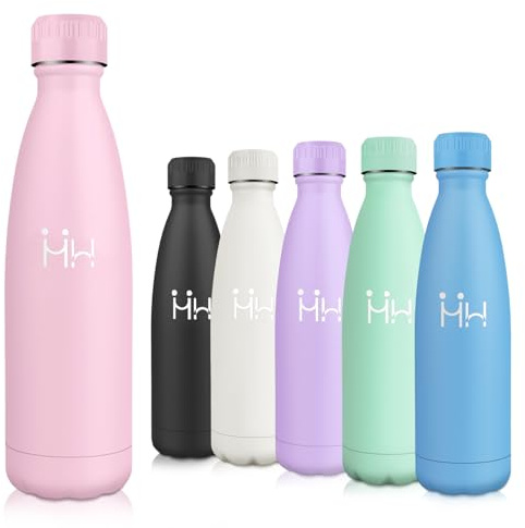 Motswedi Bottiglia d'acqua in acciaio inox, 500 ml senza BPA, bottiglia termica, mantenere 12 ore calda/24 freddo, borraccia a prova di perdita, bottiglia d'acqua per bambini, sport, ufficio, yoga