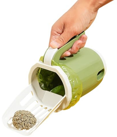 Katzenstreu-Schaufel Für Katzenklo - Katzenstreu Schaufel Mit Aufbewahrungshalter | Haustierzubehör Mit Müllbeutel & Kotaufnehmer Für Anfänger Haushalt Wohnung Reise