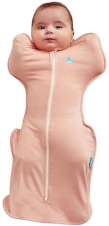 Love To Dream Swaddle UP, medium 3,5–6 kg – rouge, tät passform, stöder hälsosam sömnrutin, 0,2 Tog – perfekt för 24–27 °C temperaturer, maskintvättbar stretchbomull, 2 dragkedjor för enkelt blöjbyte