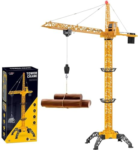 Gerbala Grúa teledirigida para niños, 12 Canales RC Grúa de Torre, 6 Canales, rotación de 680 °, Juguete de grúa de Torre teledirigido con Luces y Sonidos, Juguete para Niños 3+ Años