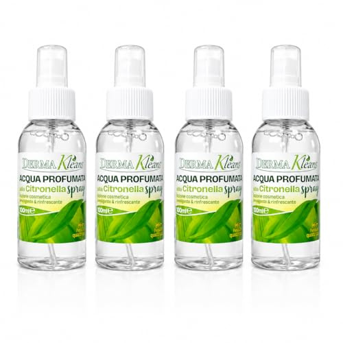 Acqua Profumata alla Citronella Spray – Lozione Cosmetica Rinfrescante e Profumata per Corpo, Fresca Fragranza Citronella, Spray Quotidiano per Uomo e Donna - 4 Unita da 100 ml
