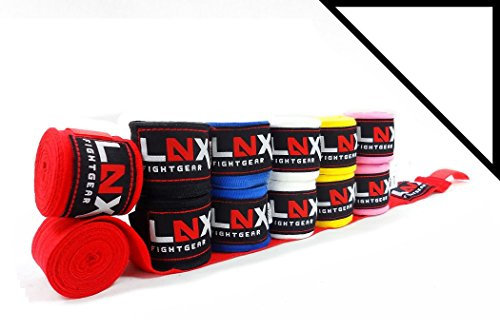 LNX Profi Boxbandagen 2,5 Meter - 250 cm halb elastisch schwarz rot blau Weiss gelb pink (Weiss)