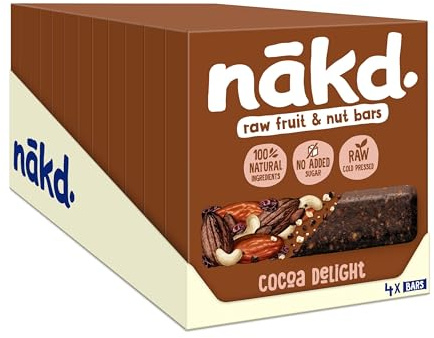 Nakd Cocoa Delight Natural Fruit & Nut Bars - Vegan - Healthy Snack - Gluten Free - 35g x 48 bars