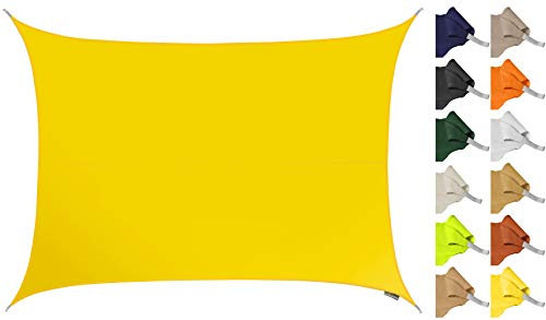 Kookaburra 5m x 4m Rectangle Water Resistant Garden Patio Sun Shade Sail Canopy 96.5% UV Block with Free Rope (Yellow)