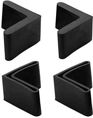 sourcingmap Furniture Angle Iron Foot Pads L Shaped Rubber Leg Covers Protectors 25 x 25mm 4 Pcs Black