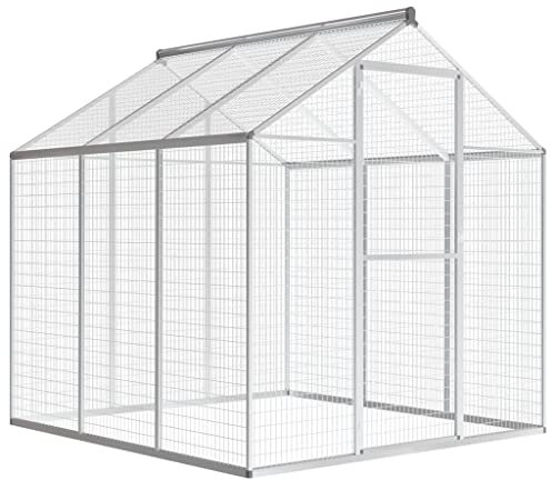 vidaXL Outdoor Aviary Multi Functions with Roof Garden Patio Bird Small Animals Perch Kennel House Cage Habitat Box Aluminium 72x70.1x76.4