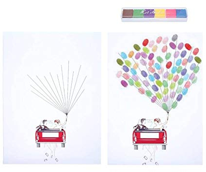 Albero di Impronte digitali, Libro degli Ospiti di Nozze Poster Firma degli Ospiti Fai-da-Te Libro di Accesso Albero di Impronte digitali Pittura per la Festa di Compleanno di Nozze(Un)