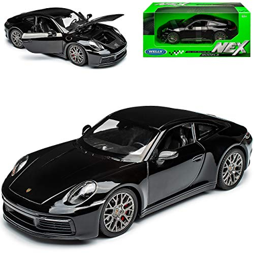 Welly Porsche 911 992 4S Coupe Schwarz Neue Generation Ab 2019 1/24 Modell Auto