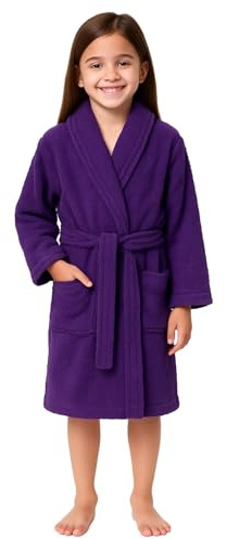 A2Z 4 Kids Girls Boys Towel Bathrobe 100% Cotton Terry Towelling Shawl - Towel Bathrobe 126 Purple 13