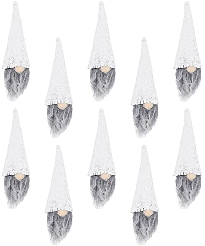 10 Stücke Weihnachten Flaschen Deko, Weinflasche Abdeckung, Gesichtslose Weihnachtsmann Weinflasche Hut, Weihnachten Flaschenüberzug Deko Topper für Tischdeko, Weiß