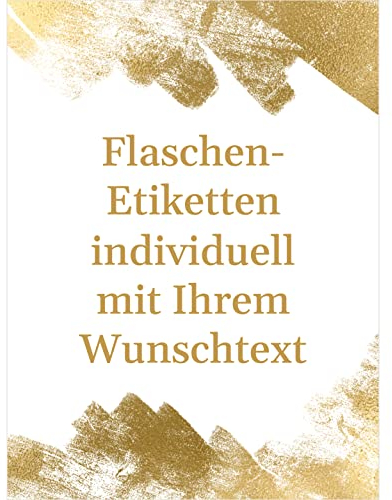 Flaschenetiketten mit Text personalisiert - 8 Etiketten Wein & Sekt Flaschen | Premium Flaschen-Aufkleber selber gestalten – Hochzeit, Geburtstag, Weihnachten, Geschenk Sticker – Edler Gold-Look