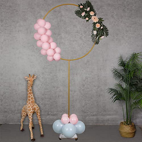 YALLOVE Colonna rotonda in metallo, altezza 2,2 m, supporto per l'arco, palloncino cerchio telaio di altezza regolabile, decorazione per compleanno, baby doccia, anniversario, matrimonio