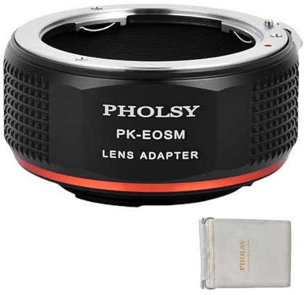 PHOLSY PK auf EF-M Objektivadapter Kompatibel für Pentax K PK Objektivs für Canon EF-M (EOS M) Mount Kameragehäuse EOS M, M2, M3, M5, M6, M10, M50, M100, M200, M50 II, M6 II, PK-EOSM