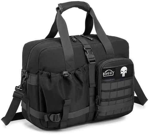 BAGZY Taktischer Handgepäck 40x30x20 Wizzair, Multifunktional Taktische Reisetasche 15.6 Zoll Laptoptasche Herren Militär Tasche Umhängetasche Arbeitstasche Taschen Reise Kabine, Oxford Schwarz