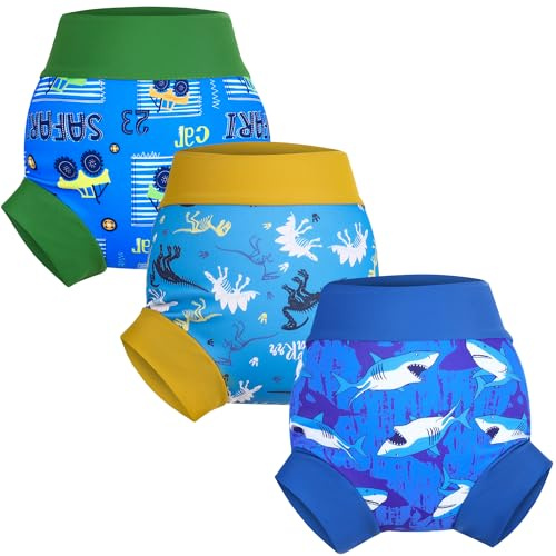MooMoo Baby Swim Diapers 3 Pcs Waterproof Reusable Swim Diapers for Baby Swim Lesson 5T