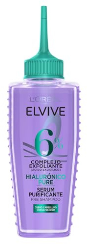 L'Oréal Paris Elive, Sérum Purificante para Cuero Cabelludo Graso, con 6 % Complejo Exfoliante [Ácido Salicílico], pre Shampoo, Hyaluronico Pure, 102 ml