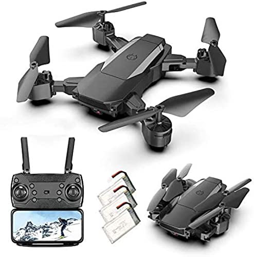 Quadcopter 2,4Ghz FPV-överföring, 4K HD-kameradrönare för vuxna, med 60 min flygtid, en nyckelretur, huvudlöst läge, WIFI-anslutning med 3 batterier, svart