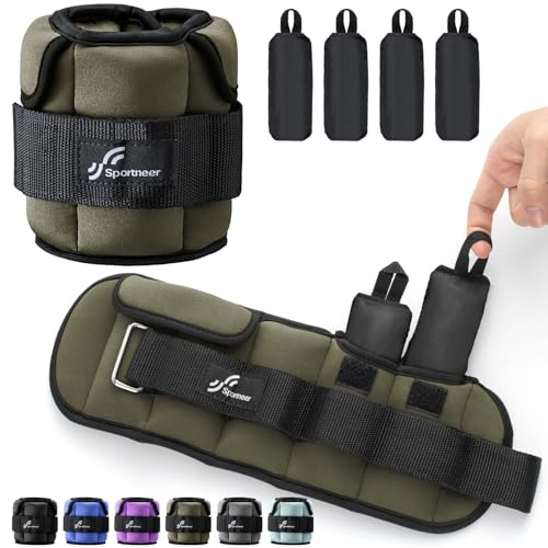 Sportneer justerbara ankelvikter: Förbättrade justerbara benviktigheter, viktmanschetter för gym, fitness, träning, 0,5–2,3 kg per fotled, 0,9–4,5 kg per par