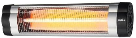 Riscaldatore esterno al quarzo austral 1500 W in elegante nero e cromato. Emette infrarossi ed è ideale per l'installazione a parete o a piedi. Dimensioni: 20 x 61 x 8,5 cm. Termostato regolabile