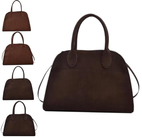 Tasche, Wildleder-Tragetasche für Damen, lässige Arbeitstasche, Damen-Wildleder-Tragetasche, Vintage-Umhängetasche, Umhängetasche, Kaffee - Klein, Retro, zeitgenössisch