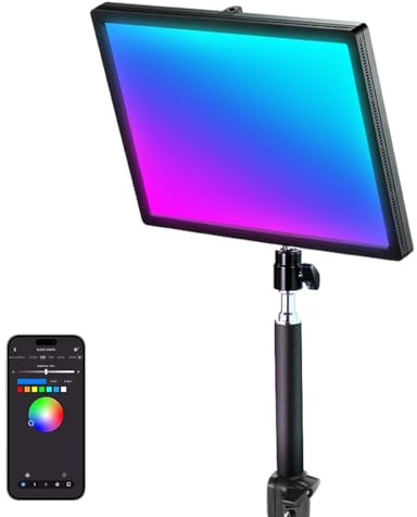 NEEWER GL25C LED RGB Streaming Key Light, App/PC/Stream Deck Control 25W 2500Lux/0.5m 2900K-7000K CRI95+/TLCI97+ Full RGB Regulable Borde Emitiendo Silencio Cámara Video Luz con Soporte de Escritorio