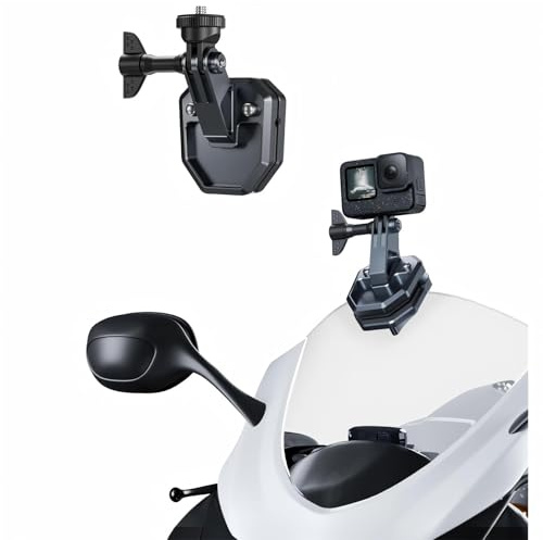 TELESIN Soporte de Aluminio para Parabrisas de Moto con Abrazadera Clip Compatible con Hero 13 12 11 10 9 Insta360 X5 X4 X3 Ace Pro Osmo Action 6 5 Pro 4 3 2 Accesorios para Motos y cámaras de acción